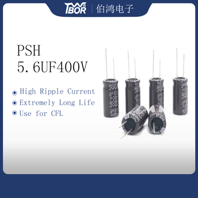 5.6UF400V ตัวเก็บประจุกระแสไฟระลอกสูง 8000 ชั่วโมงตัวเก็บประจุ CFL อายุการใช้งานยาวนาน
