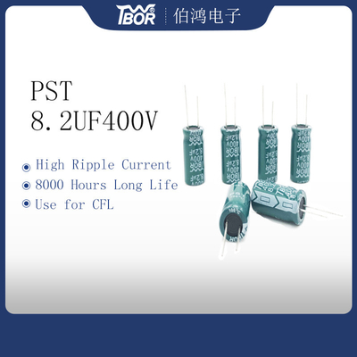 สีเขียว Radial Electrolytic Capacitor 8.2UF400V 10X20mm TW BOR