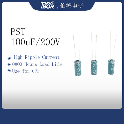 ตัวเก็บประจุอินเวอร์เตอร์ 100uF200V 8000 ชั่วโมงตัวเก็บประจุกระแสไฟระลอกสูง