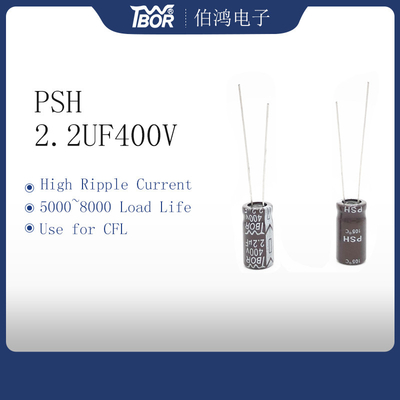 ตัวเก็บประจุอิเล็กโทรไลต์กระแสสูงขนาด 8x12 มม. 2.2UF400V 5000 ชั่วโมง
