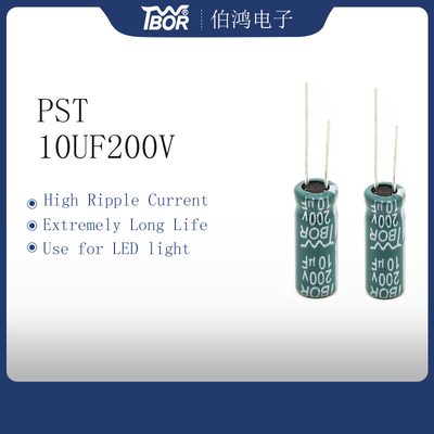 อลูมิเนียม 10UF200V 8x16mm Radial Electrolytic Capacitor สำหรับบัลลาสต์อิเล็กทรอนิกส์