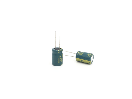 ความถี่สูง 100uF 80V ตัวเก็บประจุอลูมิเนียมอิเล็กโทรลีติค 10X20 มม. 5000 ชั่วโมง