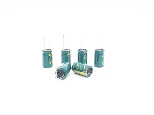 ตัวเก็บประจุไฟ LED 10X16 มม. 220UF50V ตัวเก็บประจุอลูมิเนียมอิเล็กโทรลีติค