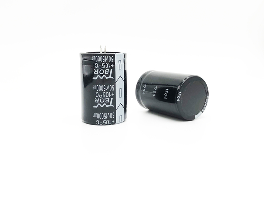 สีดำ 35X50MM ตัวเก็บประจุแบบอิเล็กโทรไลต์แรงดันสูง 15000UF 50V