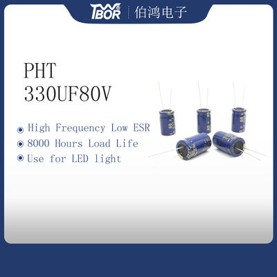 อลูมิเนียม 13x20MM 330UF80V ตัวเก็บประจุไฟ LED ISO9001 RoHS
