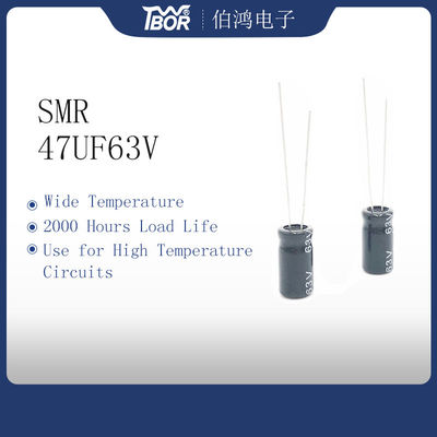 ISO14001 ตัวเก็บประจุขนาดเล็ก 47UF 63V 8X12MM Al Electrolytic Capacitor