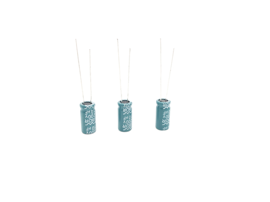 PST 10UF 200V ตัวเก็บประจุอลูมิเนียมอิเล็กโทรลีติค 8x12 มม. สีเขียว