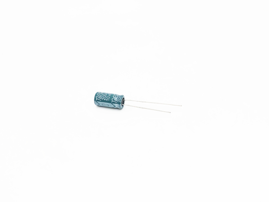 PST 10UF 200V ตัวเก็บประจุอลูมิเนียมอิเล็กโทรลีติค 8x12 มม. สีเขียว