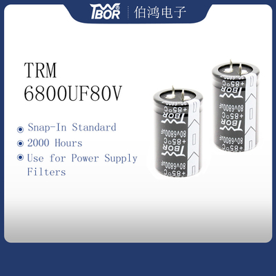 2000 ชั่วโมง 6800UF80V Snap In UPS Capacitor