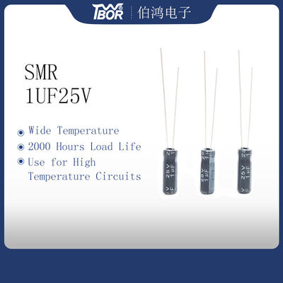 1UF 25V Radial Electrolytic Capacitor ISO14001 20% Tolerance