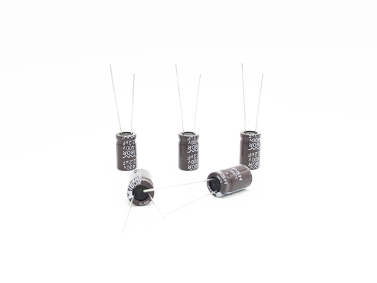 ตัวเก็บประจุอิเล็กโทรไลต์กระแสสูงขนาด 8x12 มม. 2.2UF400V 5000 ชั่วโมง