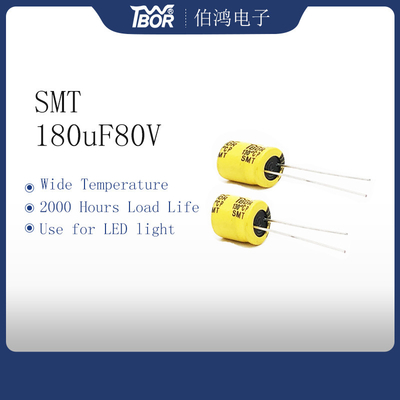 TW BOR ตัวเก็บประจุอลูมิเนียมอิเล็กโทรลีติคต่ำ Esr 180UF 80V
