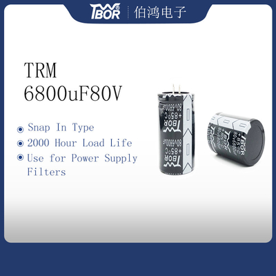 2000 ชั่วโมง Snap In UPS Capacitor 35x50mm 6800uf 80v Capacitor