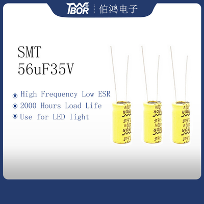 56uF35V ตัวเก็บประจุอิเล็กโทรไลต์ ESR ความถี่ต่ำความถี่สูง 6.3x11mm